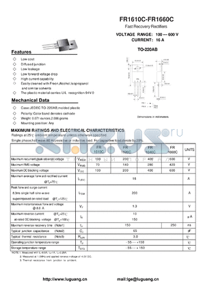 FR1620C datasheet - Fast Recovery Rectifiers