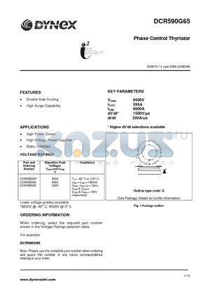 DCR590G55 datasheet - Phase Control Thyristor