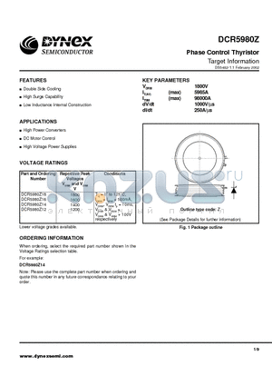 DCR5980Z datasheet - Phase Control Thyristor Target Information