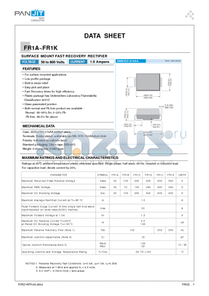 FR1A_04 datasheet - SURFACE MOUNT FAST RECOVERY RECTIFIER