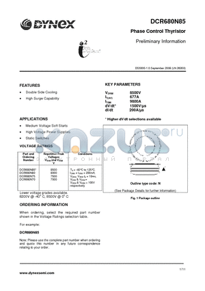 DCR680N70 datasheet - Phase Control Thyristor