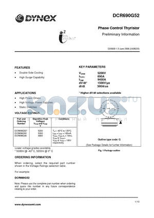 DCR690G50 datasheet - Phase Control Thyristor