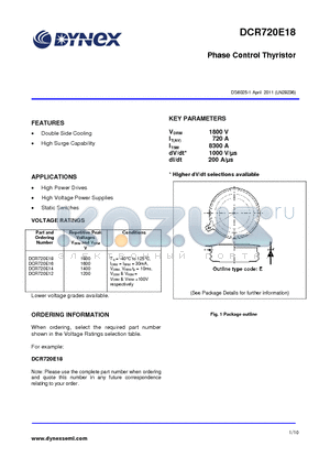 DCR720E12 datasheet - Phase Control Thyristor