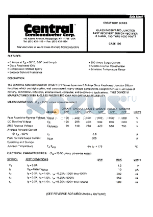 CR6AF10GPP datasheet - GLASS PASSIVATED JUNCTION FAST RECOVERY SILICON RECTIFIER 6.0 AMP 100 THRU 1000 VOLTS