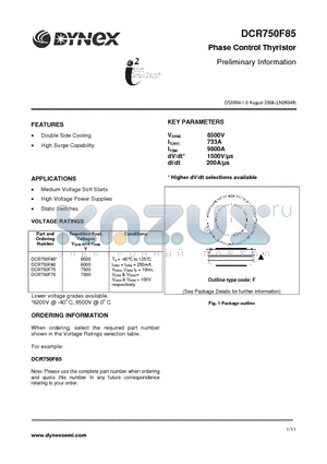 DCR750F75 datasheet - Phase Control Thyristor