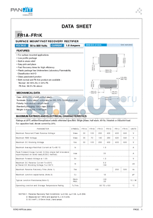 FR1B datasheet - SURFACE MOUNT FAST RECOVERY RECTIFIER