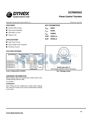 DCR803SG datasheet - Phase Control Thyristor