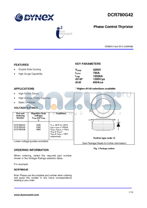 DCR780G40 datasheet - Phase Control Thyristor