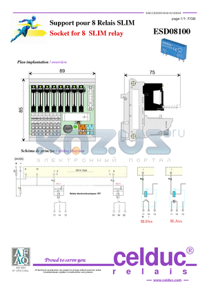 ESD08100 datasheet - Socket for 8 SLIM relay