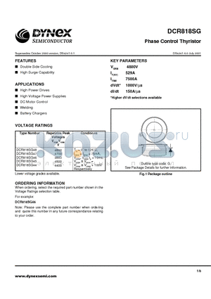 DCR818SG datasheet - Phase Control Thyristor