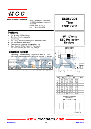 ESD12VD3-TP datasheet - 5V~12Volts ESD Protection Device