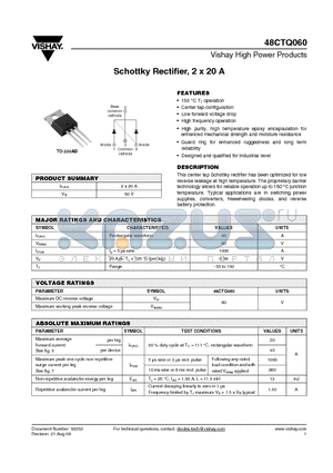 48CTQ060 datasheet - Schottky Rectifier, 2 x 20 A