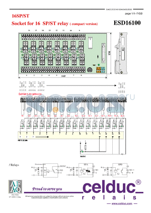 ESD16100 datasheet - Socket for 16 SP/ST relay ( compact version)