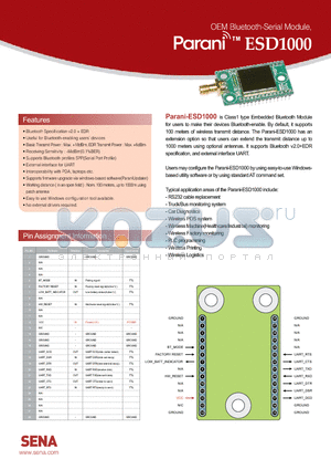 ESD1000 datasheet - OEM Bluetooth-Serial Module