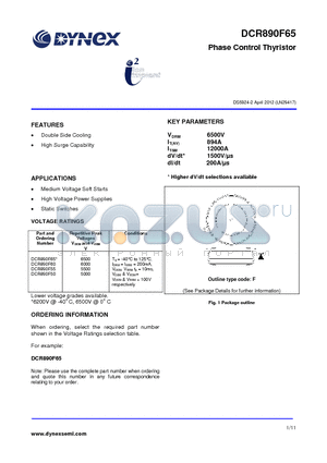 DCR890F65 datasheet - Phase Control Thyristor