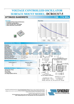 DCRO1317-5 datasheet - VOLTAGE CONTROLLED OSCILLATOR