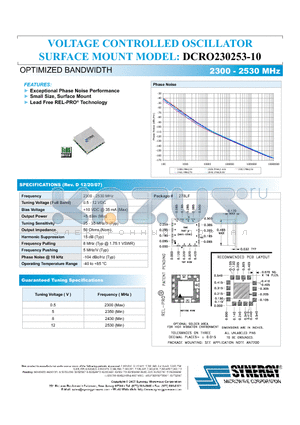 DCRO230253-10 datasheet - VOLTAGE CONTROLLED OSCILLATOR