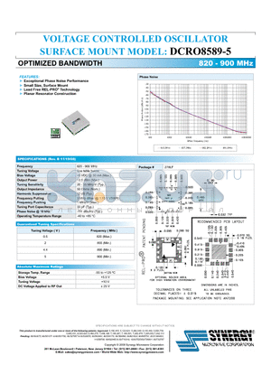 DCRO8589-5 datasheet - VOLTAGE CONTROLLED OSCILLATOR