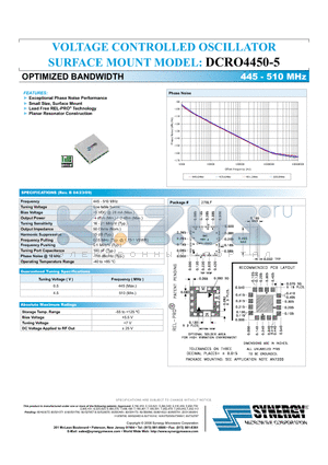 DCRO4450-5 datasheet - VOLTAGE CONTROLLED OSCILLATOR