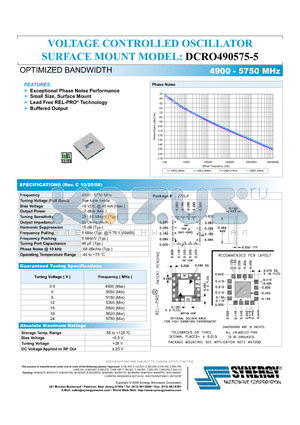 DCRO490575-5 datasheet - VOLTAGE CONTROLLED OSCILLATOR