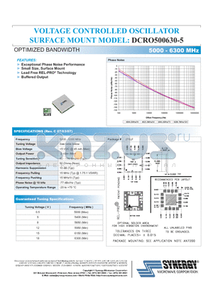 DCRO500630-5 datasheet - VOLTAGE CONTROLLED OSCILLATOR