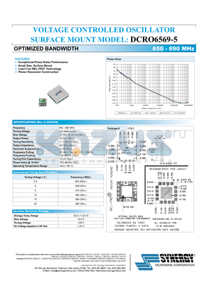 DCRO6569-5 datasheet - VOLTAGE CONTROLLED OSCILLATOR