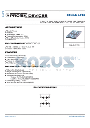 ESD4-LFC datasheet - LOW CAPACITANCE FLIP CHIP ARRAY