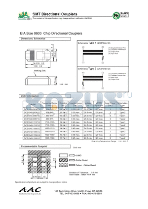 DCS104A-0836-G datasheet - SMT Directional Couplers