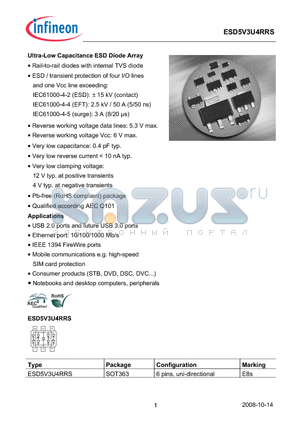 ESD5V3U4RRS datasheet - Ultra-Low Capacitance ESD Diode Array