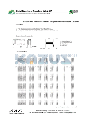 DCS2142-1700-G datasheet - Chip Directional Couplers 3W & 5W