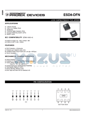 ESD8-DFN datasheet - LOW CAPACITANCE TVS ARRAY