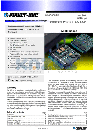 48IMS30-0302-9G datasheet - Dual outputs 5V & 3.3V ; 3.3V & 1.8V