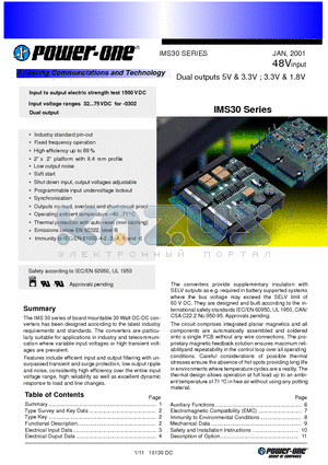 48IMS30-0503-9G datasheet - Dual outputs 5V & 3.3V ; 3.3V & 1.8V