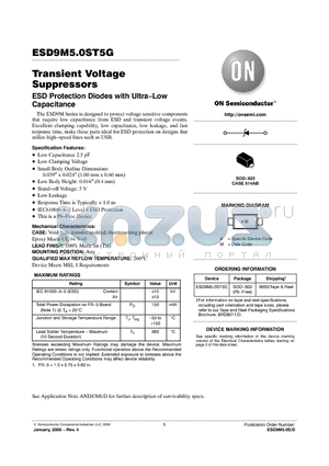 ESD9M5.0ST5G datasheet - Transient Voltage Suppressors