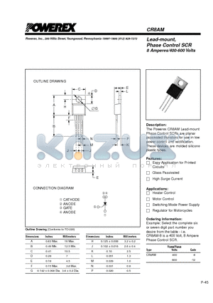 CR8AM datasheet - Lead-mount, Phase Control SCR 8 Amperes/400-600 Volts