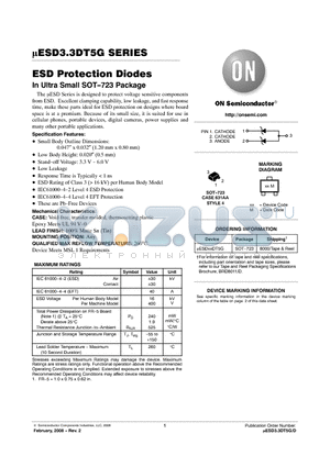 ESD6.0DT5G datasheet - ESD Protection Diodes In Ultra Small SOT-723 Package