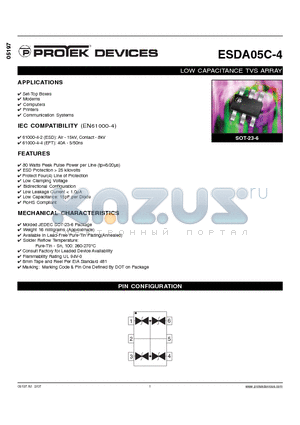 ESDA05C4 datasheet - LOW CAPACITANCE TVS ARRAY