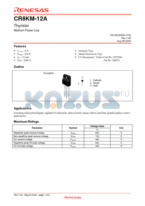 CR8KM-12A datasheet - Thyristor