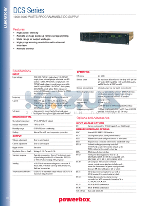 DCS300-3.5E datasheet - 1000-3000 WATTS PROGRAMMABLE DC SUPPLY