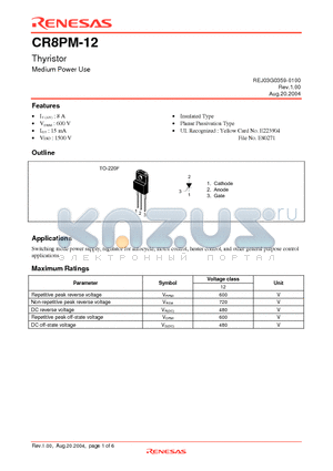 CR8PM-12A datasheet - Thyristor