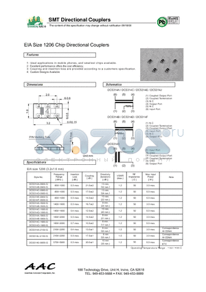 DCS314C-0900-G datasheet - SMT Directional Couplers