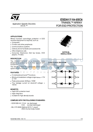 ESDA19 datasheet - TRANSIL ARRAY FOR ESD PROTECTION