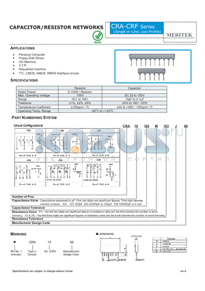 CRA-CRF datasheet - CAPACITOR/RESISTOR NETWORKS