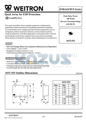 ESDA5V6V5 datasheet - Quad Array for ESD Protection