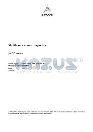 B37941X datasheet - Multilayer ceramic capacitor