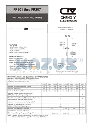 FR201 datasheet - FAST RECOVERY RECTIFIERS