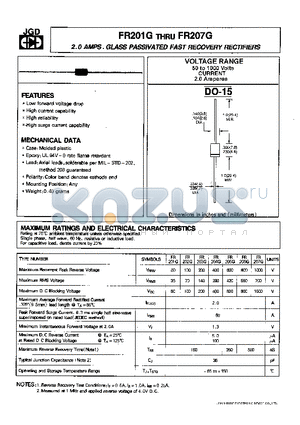 FR201G datasheet - 2.0 AMPS. GLASS PASSIVATED FAST RECOVERY RECTIFIERS