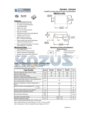 ESH2CA datasheet - 1.0AMPS Surface Mount Super Fast Rectifiers