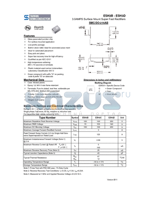 ESH3B datasheet - 3.0AMPS Surface Mount Super Fast Rectifiers