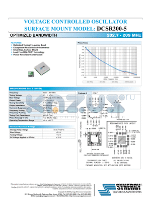 DCSR200-5 datasheet - VOLTAGE CONTROLLED OSCILLATOR